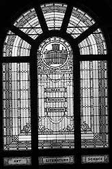 [stained glass window at fletcher free library]