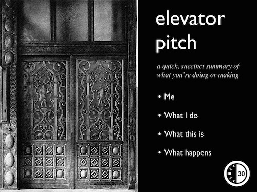 how do to an elevator speech in one slide