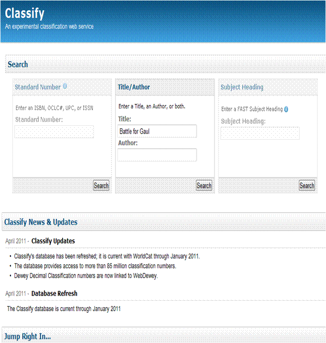 [OCLC Classify 1]