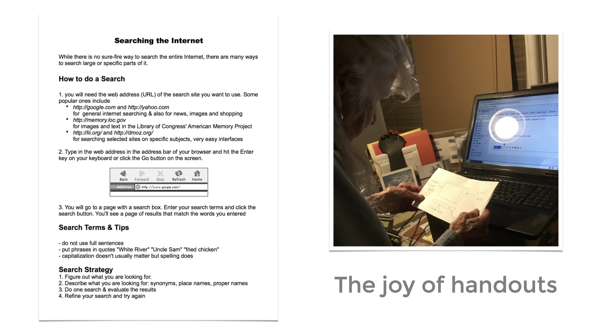 The joy of Handouts. A screenshot from a 