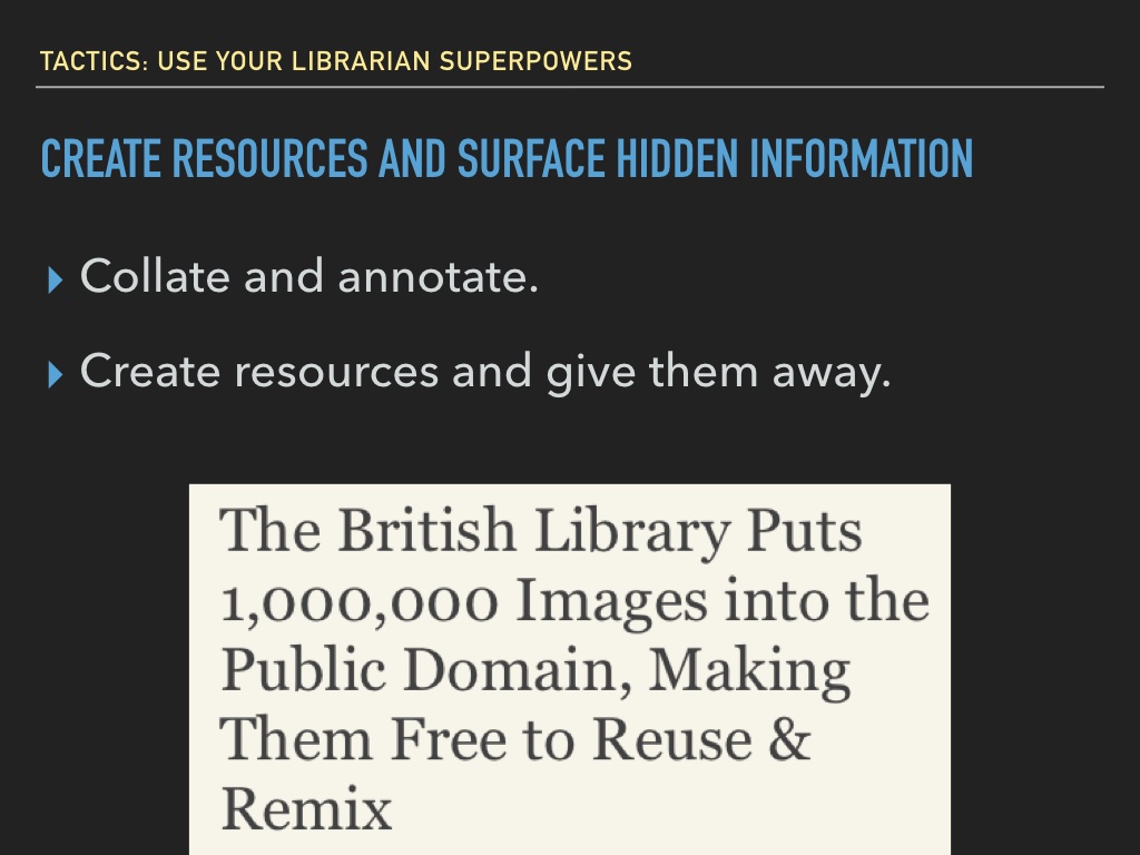 Slide 49: create resources and give them away
