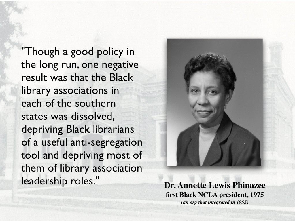 Photo of Dr. Phinazee, first Black NCLA president (1975) alongside a quotation 