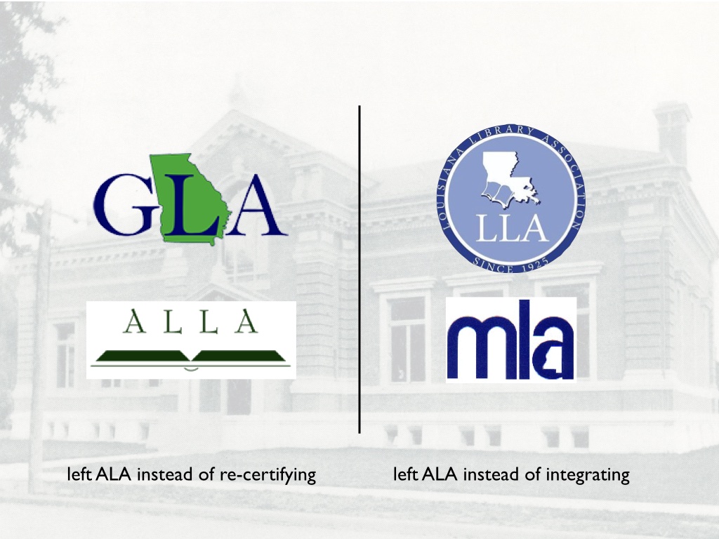 Logos of the four library associations mentioned