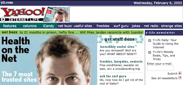 screenshot of the Yahoo Internet Life web site from 2002