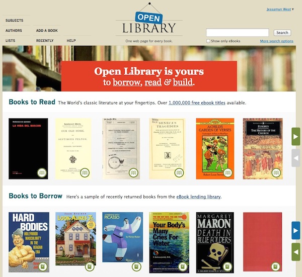 OpenLibrary front page