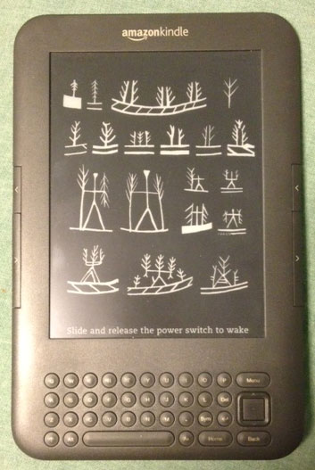 kindle with custom screensaver on kindle with custom screensaver on