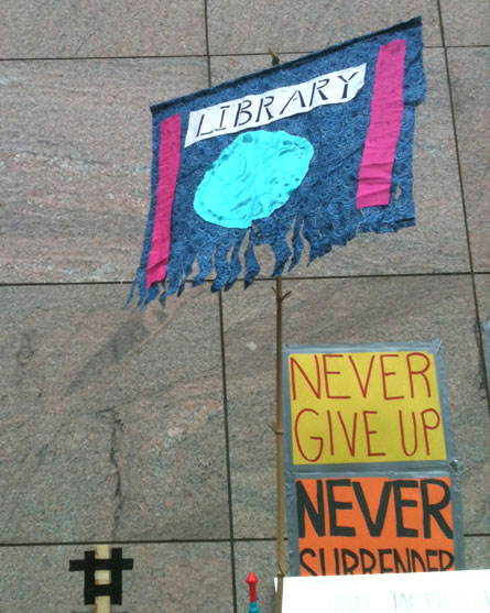 library sign at Occupy Boston